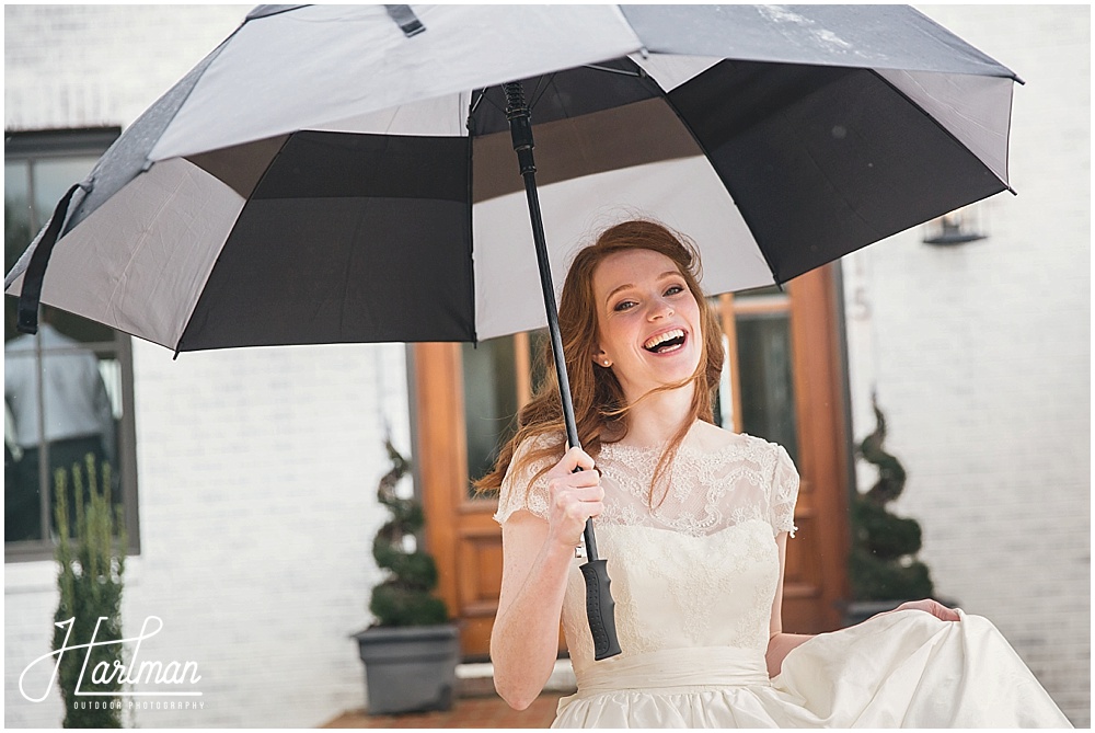 Rainy Day Redheaded Bride in Raleigh
