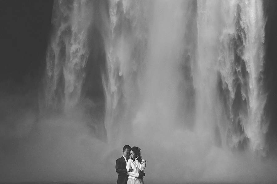 Iceland waterfall wedding at Skogafoss