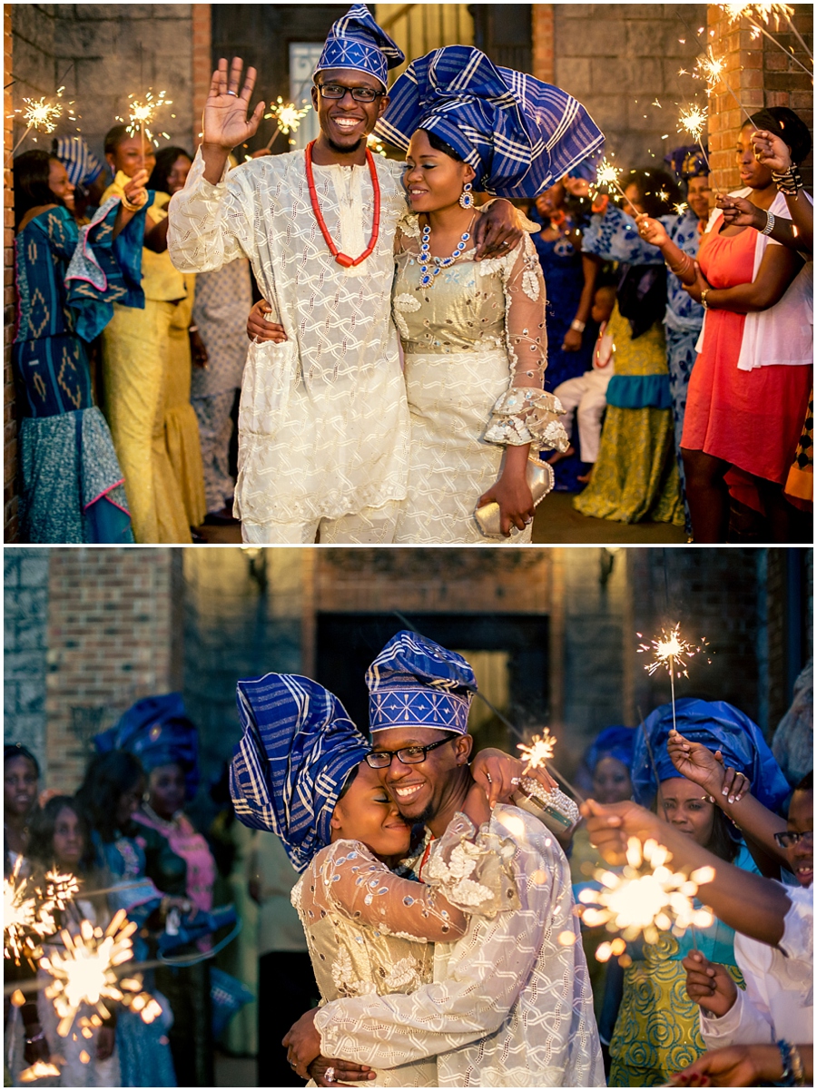 Mercy and Femi Wedding Sparkler Sendoff