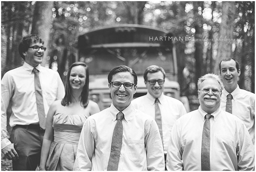 Groomsmen old bus photographer