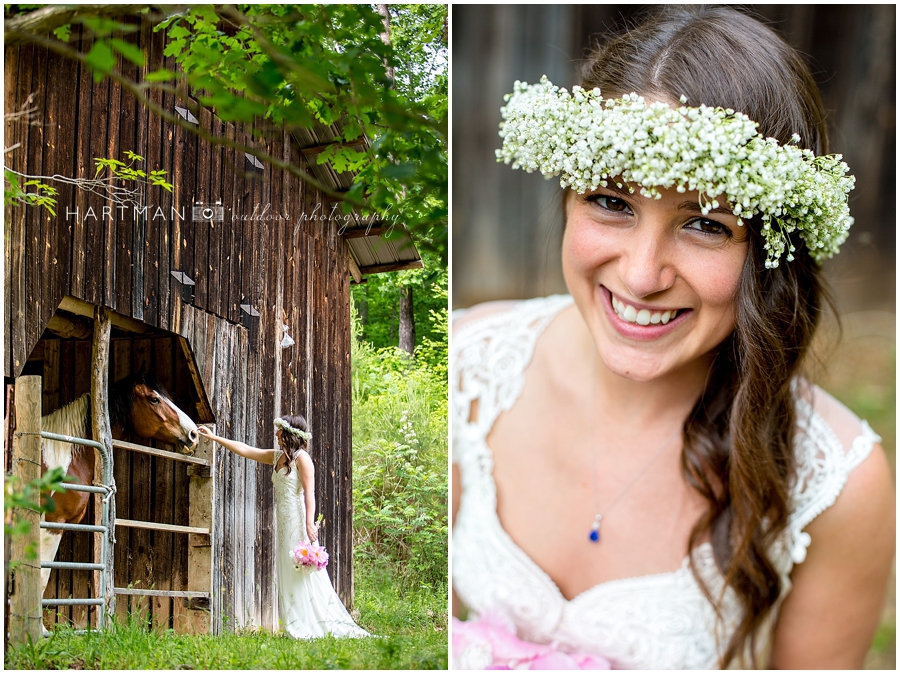 Asheville Brahma Ridge Bride Horse Barn Photographer