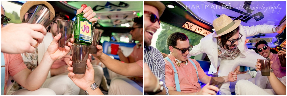 Groomsmen in Limo