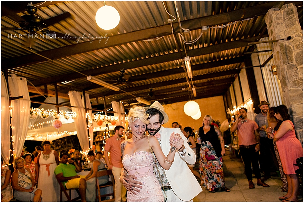 Pink Bride and Groom First Dance