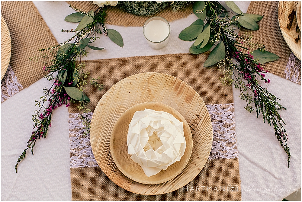 Burlap and Lace Reception Setting