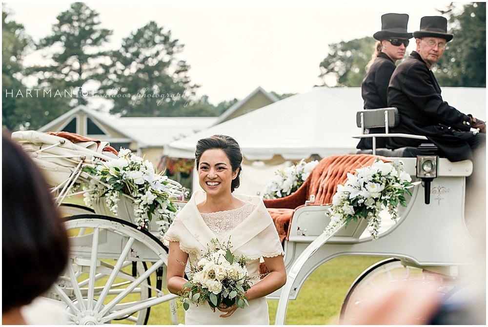 Bride Kay entering Ceremony on Horse