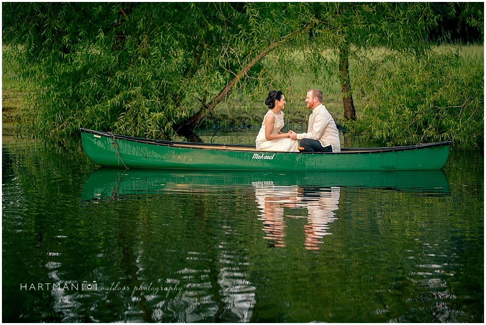 Raleigh Bride and Groom in Canoe