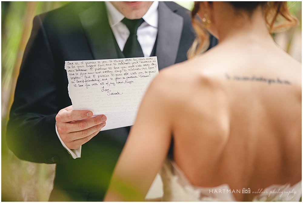 Bride Groom Exchange Letters in Garden