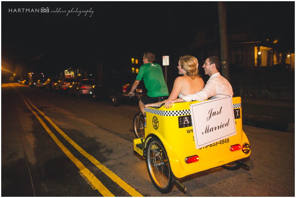 Raleigh Rickshaw Wedding Getaway Bride Groom