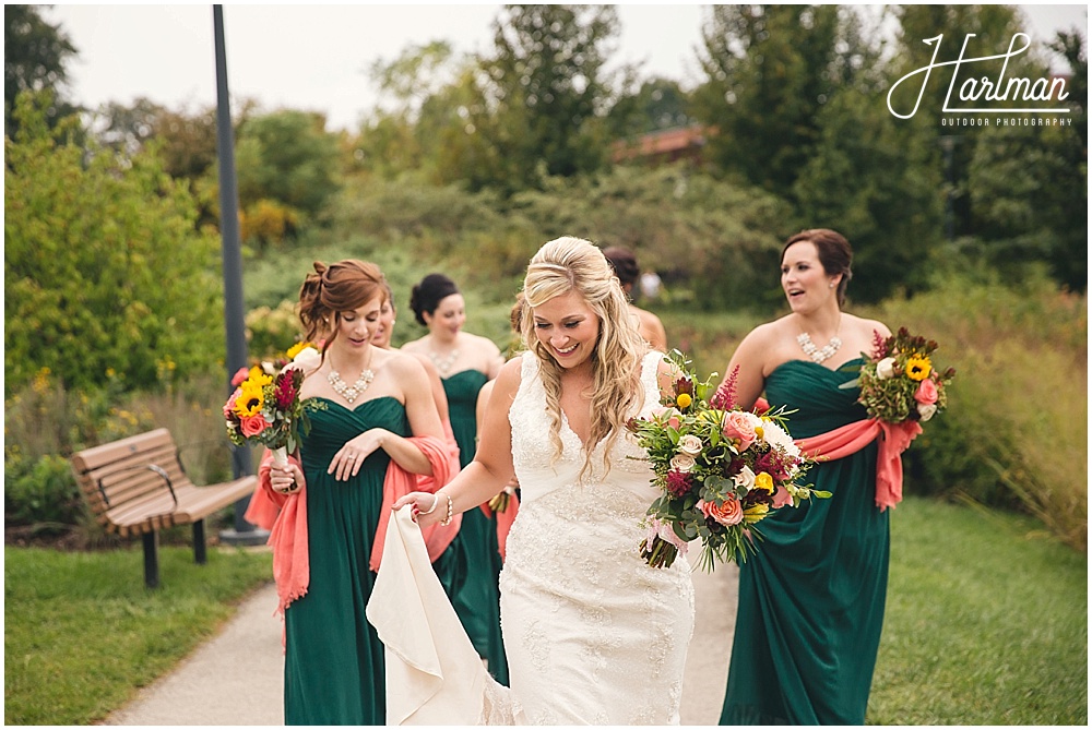 Morton Arboretum bride and bridesmaids