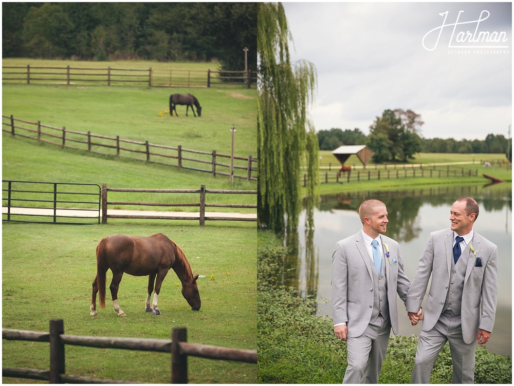 same sex wedding on horse farm