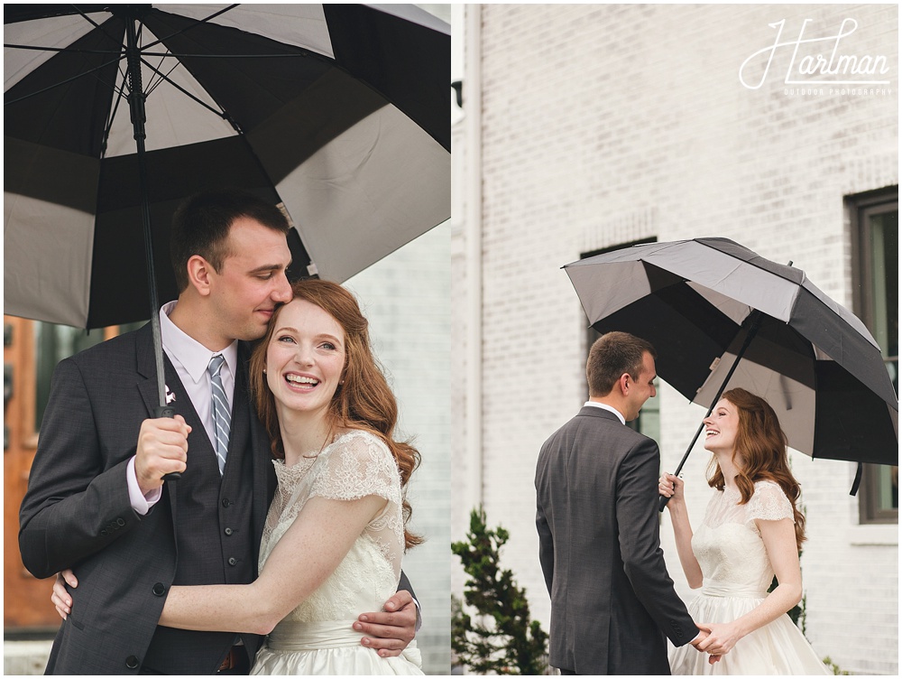 Asheville Rainy Wedding with Umbrellas