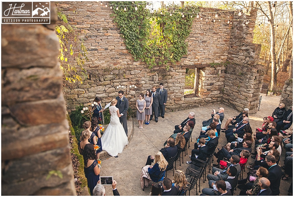 The Mill at Fine Creek Wedding Ceremony Outdoors in Ruins