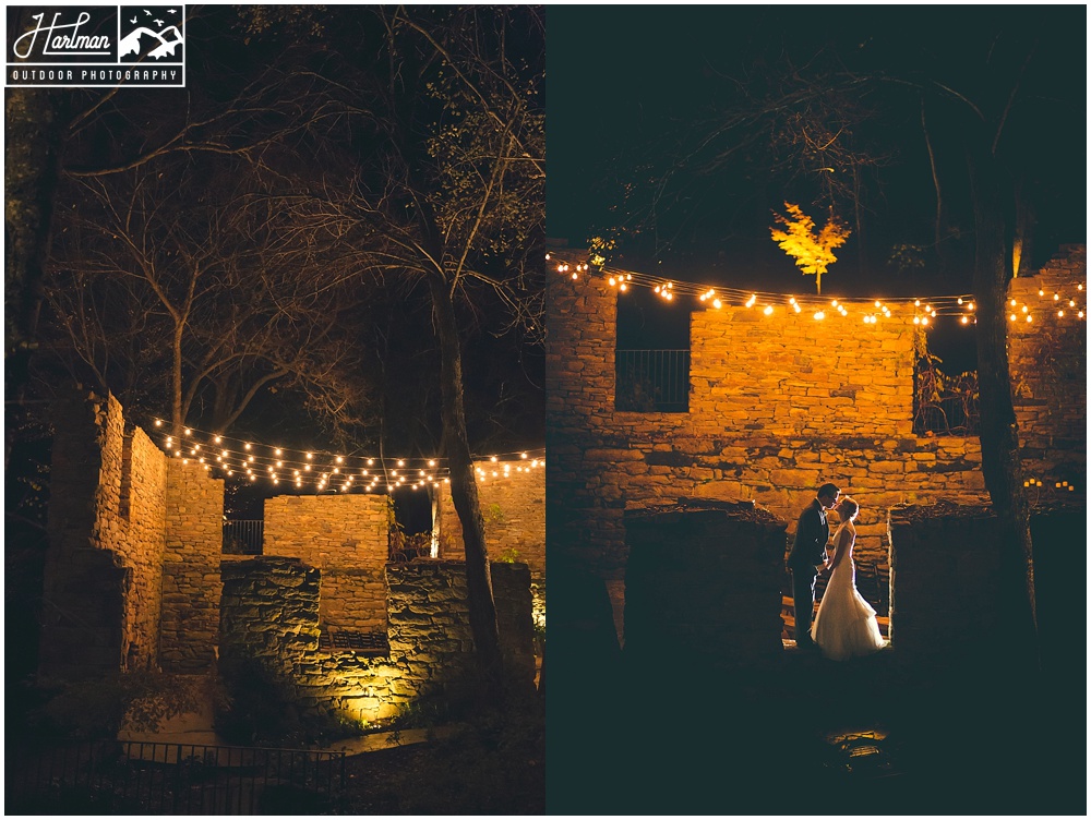 mill at Fine Creek Ruins at night with Market Lights