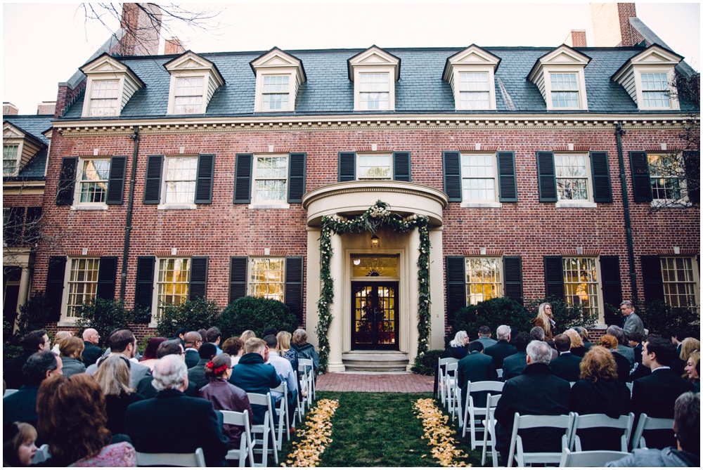 winter wedding ceremony at Carolina Inn