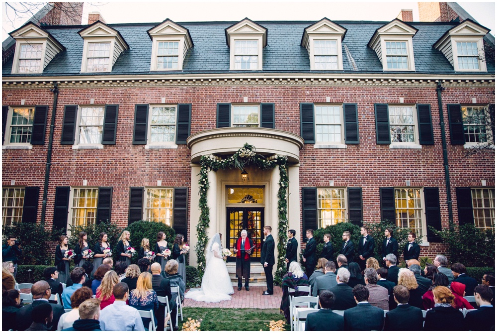 Outdoor wedding ceremony at Carolina Inn