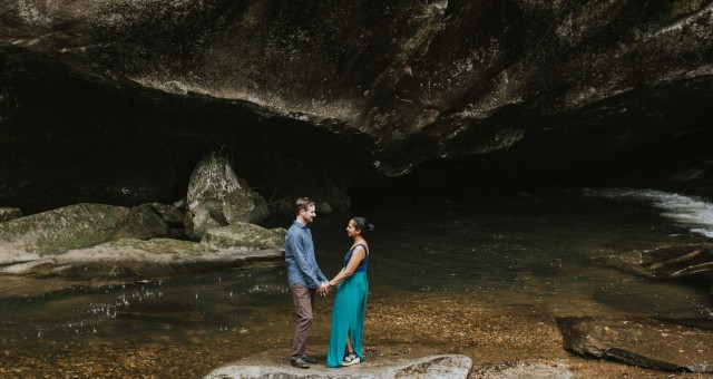 Rob + Tilanthi | Brevard Waterfall Engagement