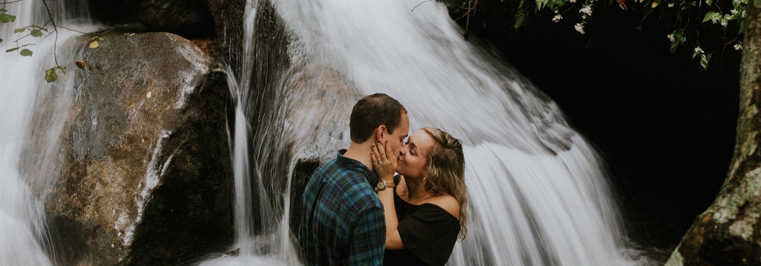 Mitchell + Russ | North Carolina Waterfall Adventure Engagement