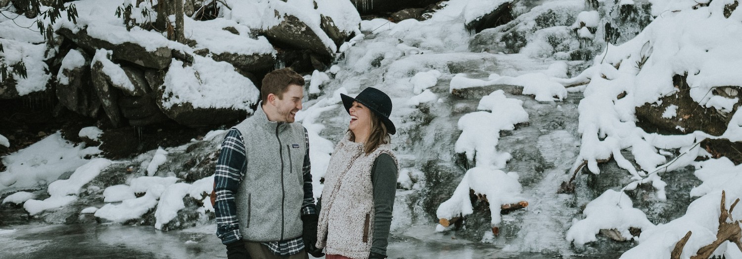 Hannah + Greg | Asheville Frozen Waterfall Adventure