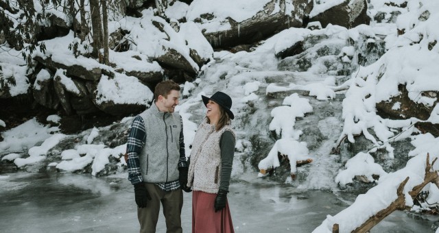 Hannah + Greg | Asheville Frozen Waterfall Adventure