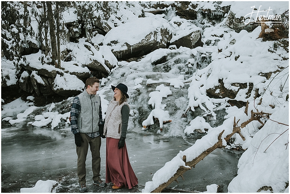 Winter engagement session in snow 