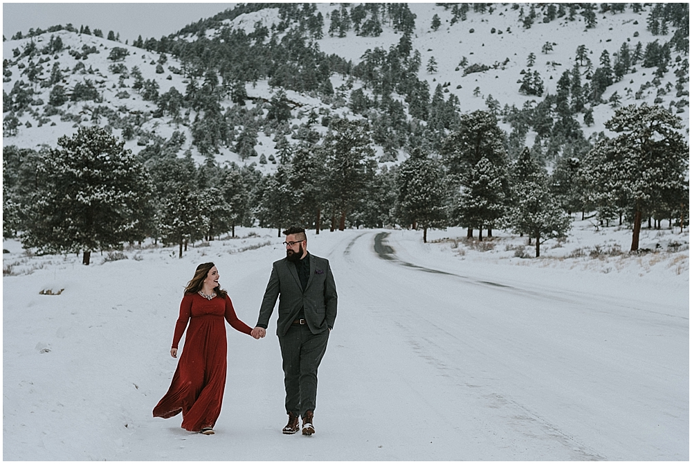 snowy elopement Rocky Mountain National Park 