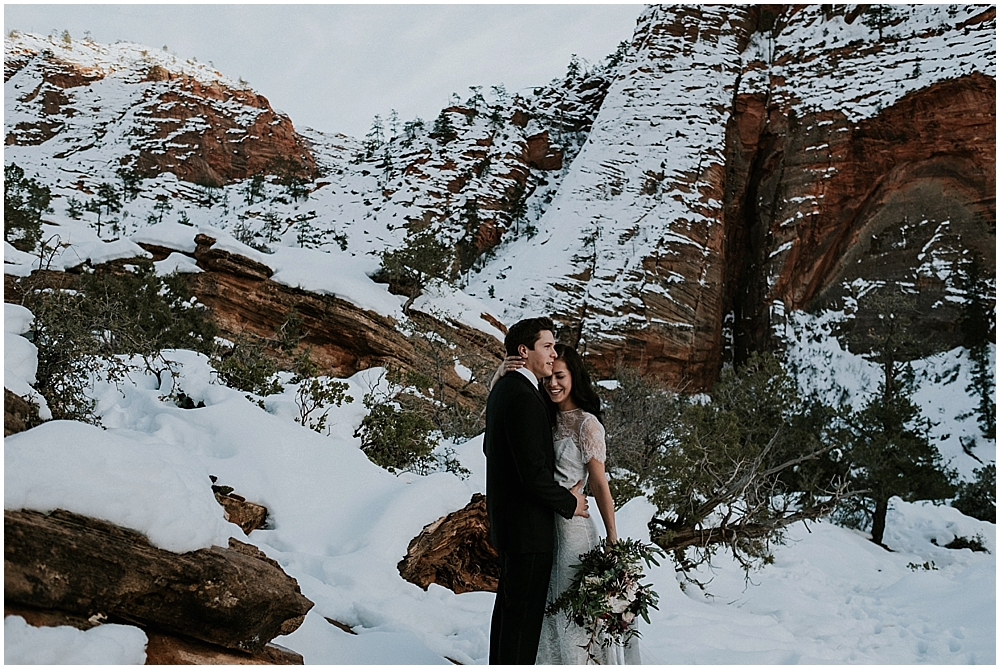 Zion National Park winter wedding