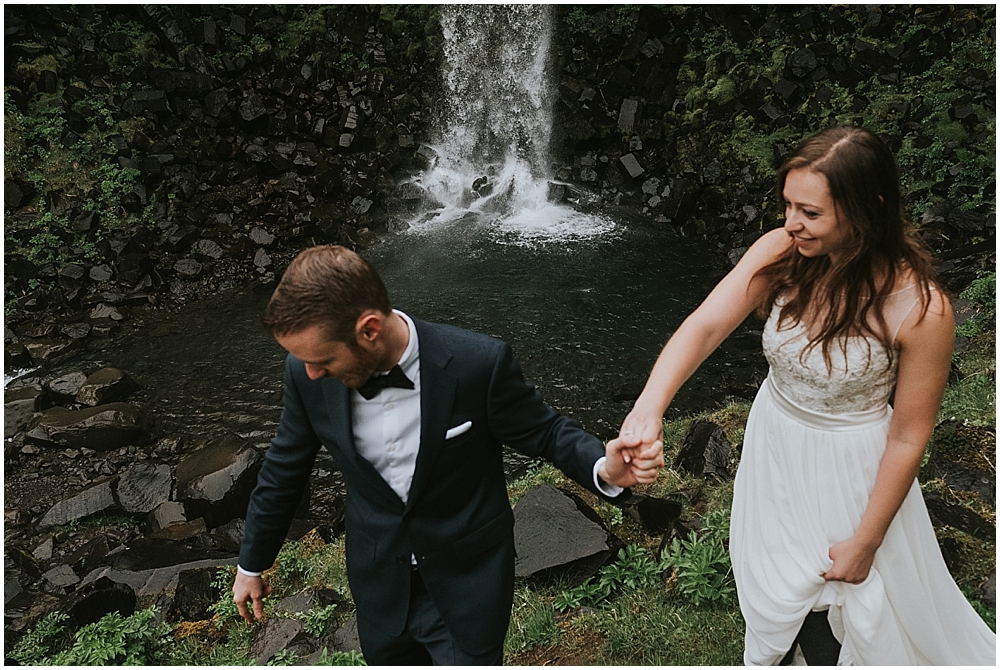 Iceland waterfall elopement Skaftafell National Park