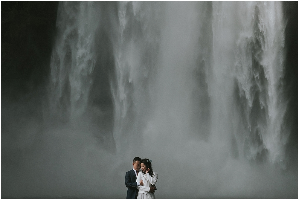 Iceland waterfall wedding Skogafoss