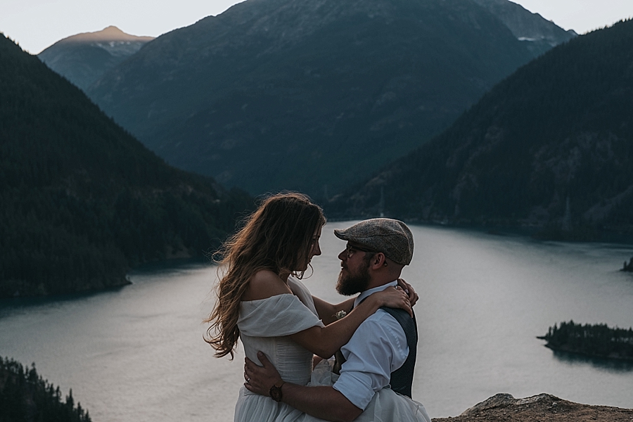beautiful outdoor wedding North Cascades National Park Diablo lake adventure elopement