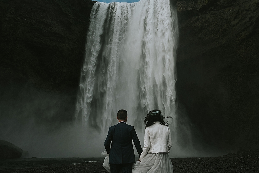 Wedding ceremony and portraits at Skogafoss