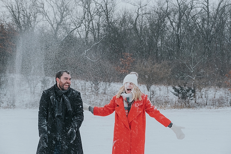 Snowy engagement session Asheville nc