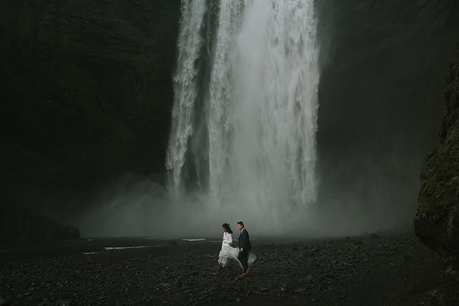 Adventure elopement at Skogafoss South Iceland Skogafoss Iceland wedding