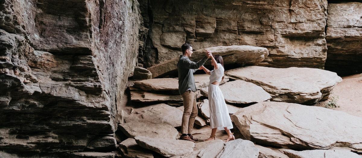 Brevard Engagement Session at a Beautiful Waterfall and Cave