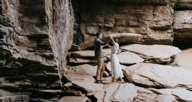 Asheville Engagement Session at a Beautiful Waterfall and Cave