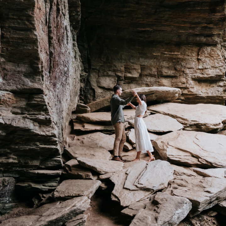 Asheville Engagement Session at a Beautiful Waterfall and Cave